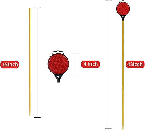Miniatura 8 de Marcadores reflectantes para entrada, reflectores de entrada, marcadores de quitanieves reflector de 2 vías de varilla de fibra de vidrio blanca de