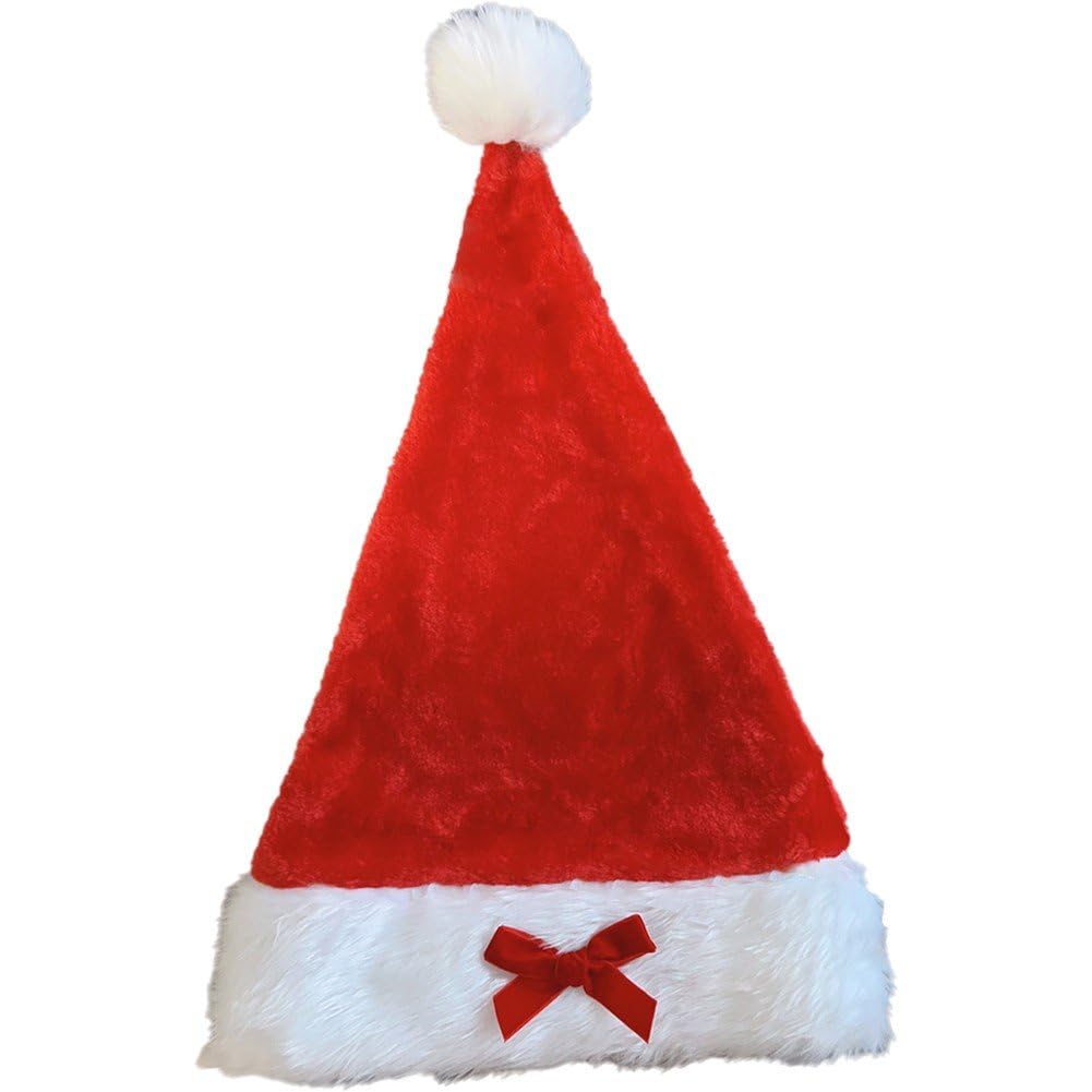 Amazon.co.jp: クリスマス帽子 サンタ帽 大人用 ふわふわ リボン 黒