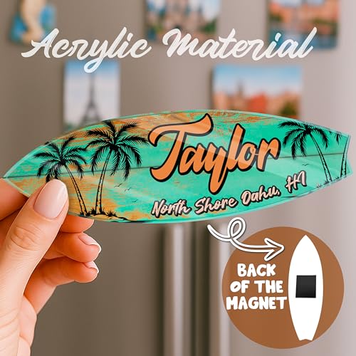 Imán decorativo acrílico con forma tabla de surf personalizado miniatura 4