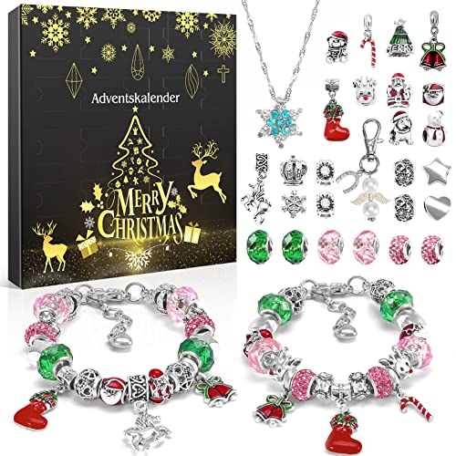 ZOOI Adventskalender Schmuck, Adventskalender Mädchen 24 Bastelset Weihnachten, Adventskalender 2022 Kinder, Weihnachtsgeschenke Adventskalender für Frauen, Geburtstagsgeschenk Adventskalender Füllung Cover