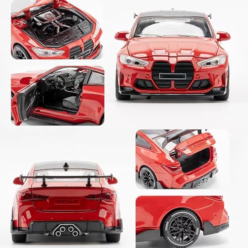 Image of 1 /32 B-M-W M4 Luxury Car Toy Metal Pull Back Diecast Car with Openable Door and Sound Light, Gifts Toys for Kids【 Black Color 】