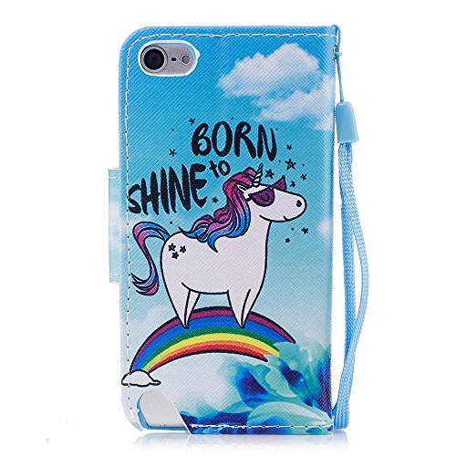 Ipod Touch 6Th Case,Ipod Touch 5Th Case,Leecoco Fancy Print Floral Wallet Case With Card/Cash Slots [Kickstand] Pu Leather Folio Flip Protective Case Cover For Ipod Touch 6Th / 5Th Cool Unicorn #TOP2