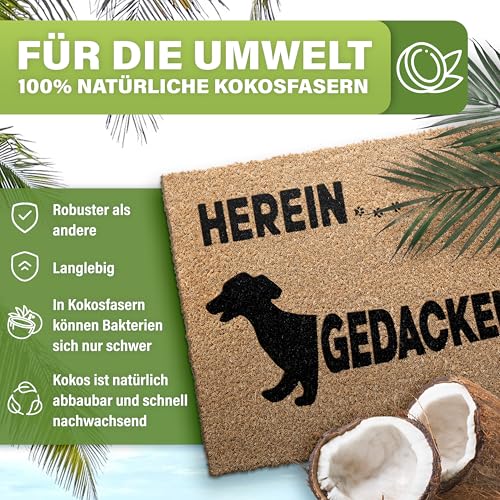 Bodenständig® Fußmatte Kokos [Wetterfest] - extrem robust - Fußabtreter außen - die Kokosmatte Fußmatte außen wetterfest. Fussmatte aussen 40x60 cm - Hereingedackelt Schriftzug