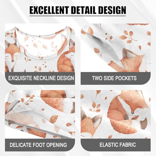 ALAZA Cute Fox Pajamas Short Sleeve 2 Piece Sleepwear Top and Bottom Pajama Set Unisex4