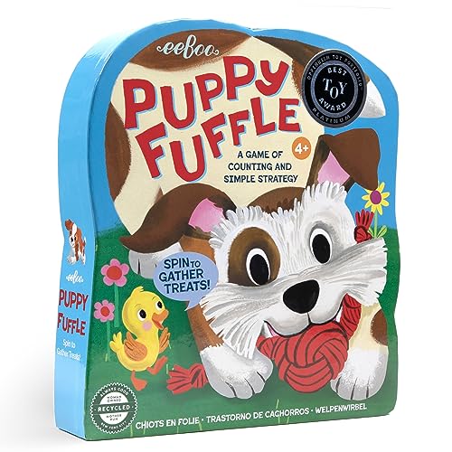 eeBoo: Puppy Fuffle - A Game of Counting & Simple Strategy, Kids Spinner Board Game, Collect Toys & Treats, Preschool, Ages 4+, 2-4 Players, 15-25 Min