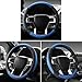 SEG Direct Car Steering Wheel Cover for F-150 Tundra Range Rover 15.5-16 inch, Black and Blue Microfiber Leather
