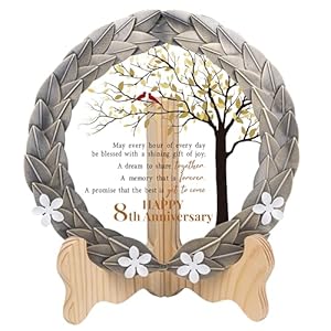 8th Anniversary Wedding Gifts Crystal Plate with Bronze Leaf Wreath – 8 Years Anniversary Wedding Unique Gifts Ideas for Parents Couple – Cardinal Style
