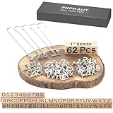 PKPKAUT 62Pcs 1' Number/Uppercase&Lowercase Letters Custom Wood Branding Iron Personalized for Wood Working, Leather Hats, Steak, BBQ Brander & Bread Logo, Personalized Steak Branding Iron for Food