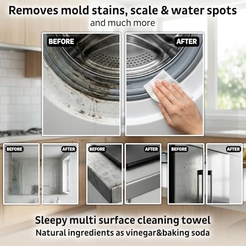 Image of Sleepy Easy Clean XL Multi Surface Cleaning Wipes (600 Count) - Natural Vinegar & Baking Soda Formula - Jumbo 8 inchx8 inch All Purpose Wet Wipes for Kitchen, Bathroom, Glass & Electronics - No Streak