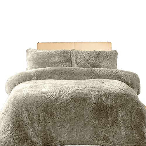 Comfort Collections Parure de lit en polaire super douce et chaude avec housse de couette et taies d'oreiller pour lit simple 135 x 200 cm environ