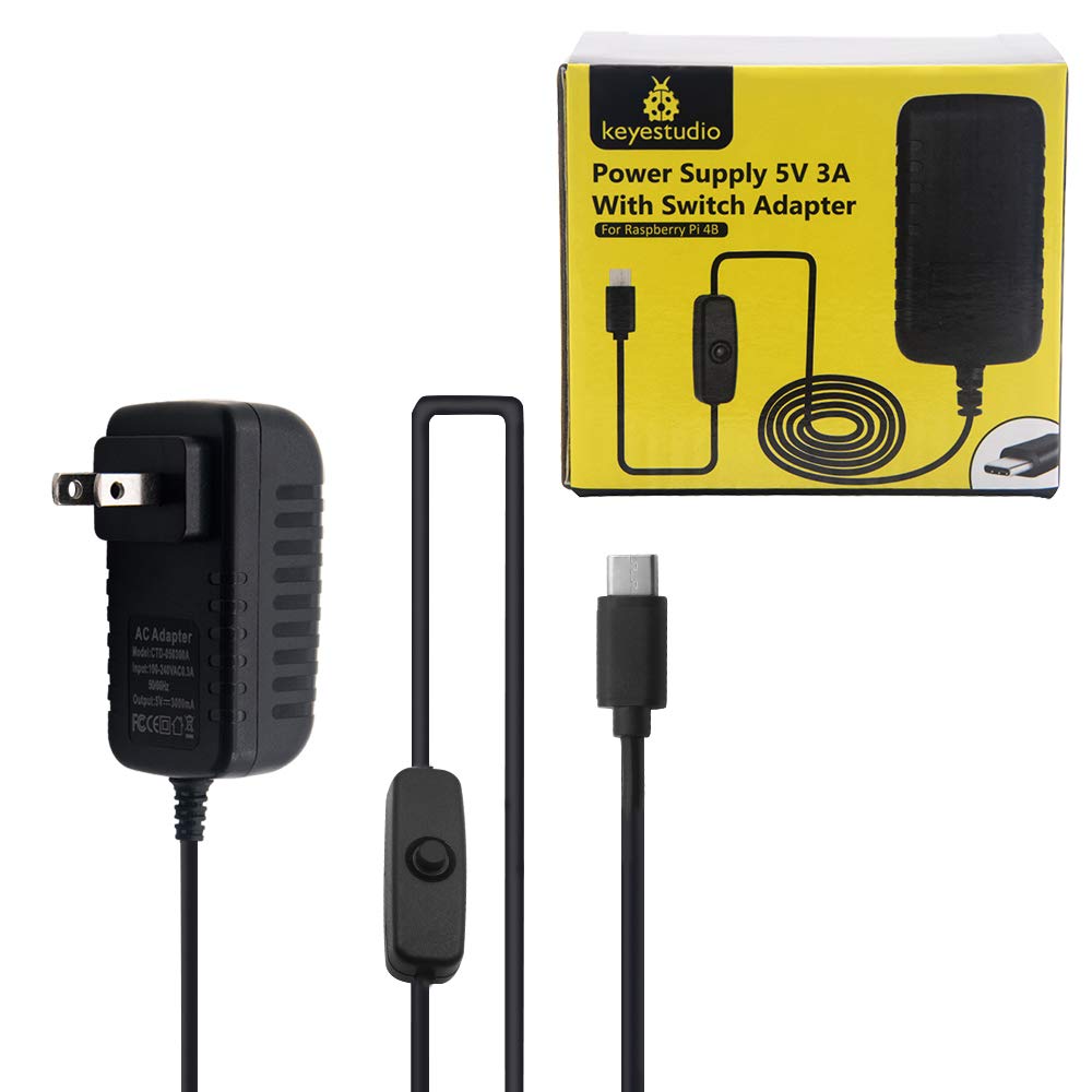 Buy KEYESTUDIO Raspberry Pi 4 Power Supply USB-C (Type C) Charger ...