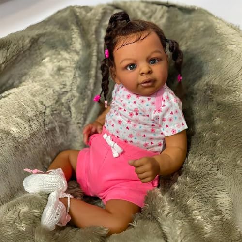 Muñeca Reborn Bebé Realista 60 cm Piel Caramelo miniatura 1