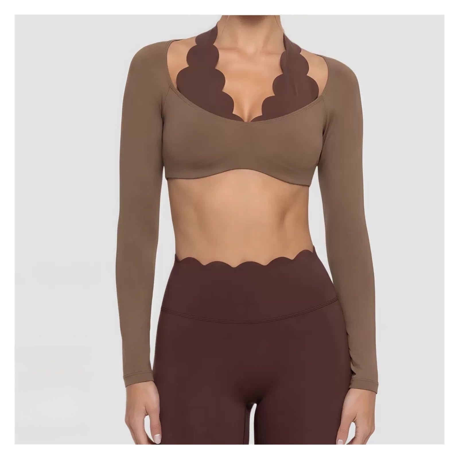 Top Yoga a Maniche Lunghe Donna Maniche Lunghe Sportive for Yoga | Abbigliamento fitness ad alta elasticità in pizzo Aderente aderente Pilates
