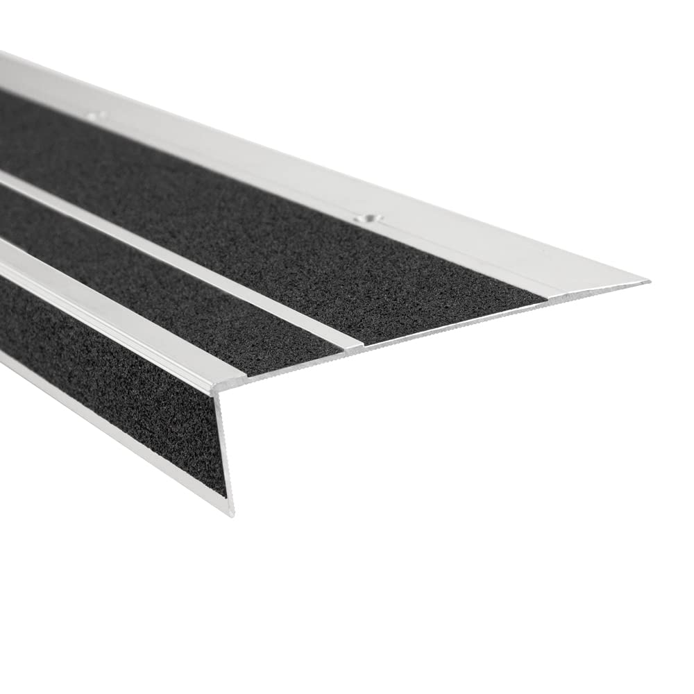 AnTina TAPES® Treppen-Kanten-Profil "General Line" 120 mm, Kanten-Schutz-Profil mit Antirutsch-Beschichtung R13 für Treppen & Stufen, inkl. Schrauben (12 cm x 80 cm, schwarz + gelb)