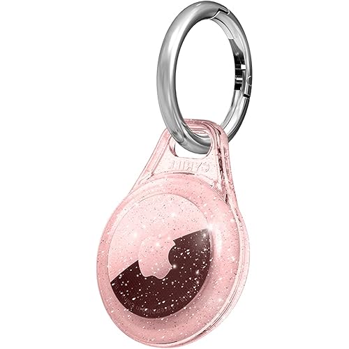 CYRILL AirTag Keychain with Key Ring Designed for AirTag Case Cover (2021) - Rose Glitter