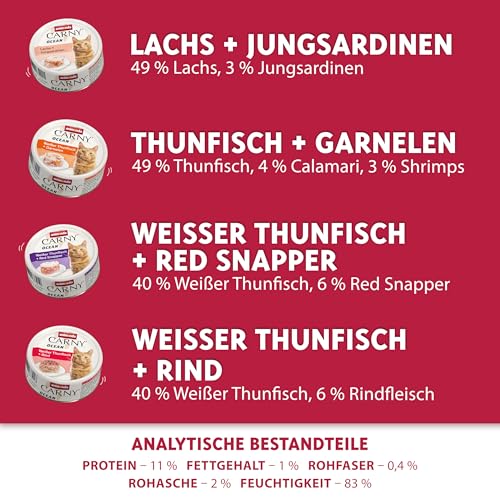 animonda Carny Adult Ocean Meeresvielfalt Nr. 1 (12 x 80 g), Katzennassfutter für ausgewachsene Katzen, Nassfutter mit zartem Fischfilet, Katzenfutter ohne Getreide und Zucker