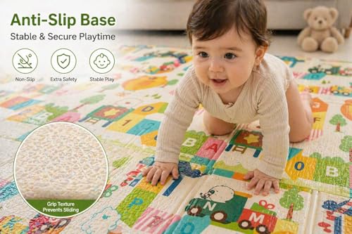 Image of WENGTY Extra Large Reversible Baby Play Mat, BPA Free Learning & Crawling Foldable Foam Mat (150X200 CM 8MM Thickness) (Alphabet)