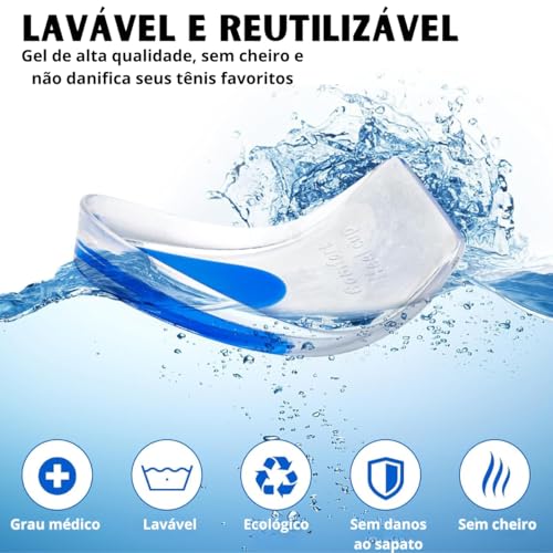 Kit 2 Pares Palmilha Calcanheira De Gel Silicone Ortopédica Protetor De Calcanhar Massageadora Confo