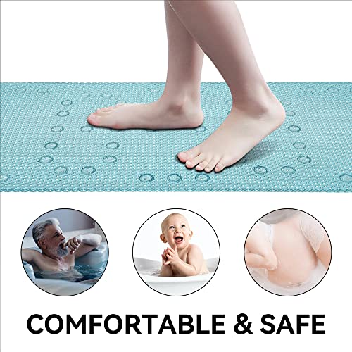 Dwellaid Bathtub Mat Non Slip, 36” X 17” Soft Foam Bath Mats For Bathroom Tub, Bathtub Mat With Drain Holes, Suction Cups, Shower Mat Non Slip (36'' X 17'', Blue) #TOP6