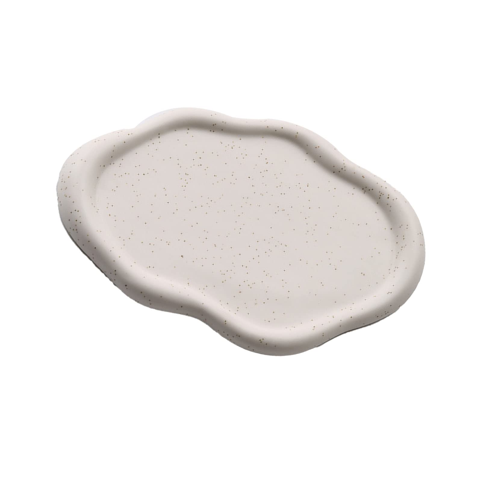 Plato de Joyería, Bandeja de Baratijas de Cerámica Plato de Joyería Simple Bandeja para Llaves, Organizador de Exhibición de Joyería Decorativo para el Día de la Madre, Cumpleaños(Nube blanca)