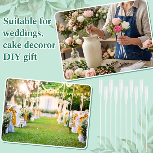 Image of Tessco for you 90 Pcs Floral Water Tubes 12 Inch Floral Tubes Plastic Flower Supplies for Fresh Flowers with Rubber Cap for Flower Stem Arrangements Florist Supplies(Clear)