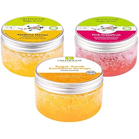 GREENDOOR Körperpeeling SPARSET Sugar Scrub FRUCHT 690g | 3 Zucker Dusch-Peeling natürlich ohne Mikroplastik Cover