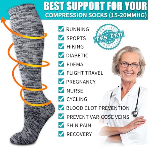 Image of Copper Compression Socks for Women & Men (6 pairs) - Best Support for Nurses, Running, Hiking, Recovery