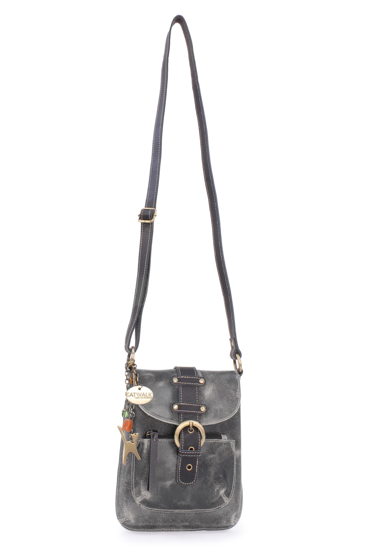 Catwalk Collection Handbags - Bolso Bandolera Pequeño - Bolsito Mujer - Piel Envejecida - Correa Ajustable - Mensajero - Jolene