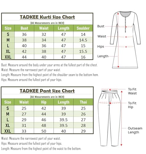Image of TADKEE Women's Anarkali Printed V-Neck Kurta with Pant & Dupatta | 3 /4 Sleeve | Kurta Set for Women | Ethnic Set for Women | Dupatta Set |Suit Set