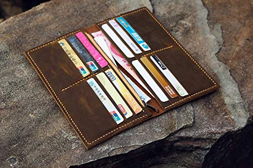 Distressed Leather Men long wallet/slim vertical bifold wallet/Personalized leather clutch card holder travel wallets -W005LZM2