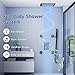 Smart Shower System with LED Music, 12 Inch Ceiling Mount Rainfall Shower System with Body Jets, Full Body Overhead Shower System with Thermostatic Valve, Matte Black