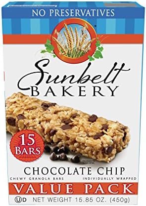 Sunbelt Bakery Chewy Chocolate Chip Granola Bars, 1.1 oz Bars, 15 Count