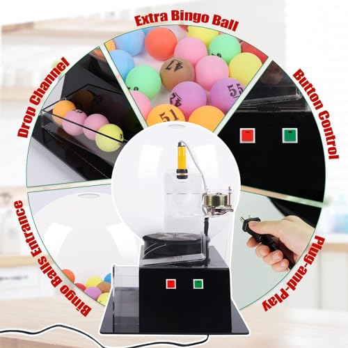 Jaula electrónica de bolas de bingo con 100 bolas, máquina automática de dibujo de lotería para diversión familiar y entretenimiento grupal