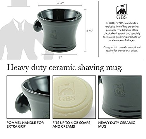 G.B.S Men's Shaving Kit - Black Matte Double Edge Butterfly Razor with Travel Case and Blades, Shaving Brush, Shaving Soap Mug with Knob Handle, Dual Stand Brush - Thumbnail 2