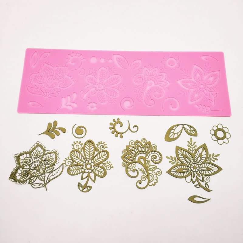 Miniatura 3 de Molde de encaje de flores y hojas, moldes de encaje de fondant, moldes de encaje de silicona para decoración de pasteles de boda, molde de arcilla,