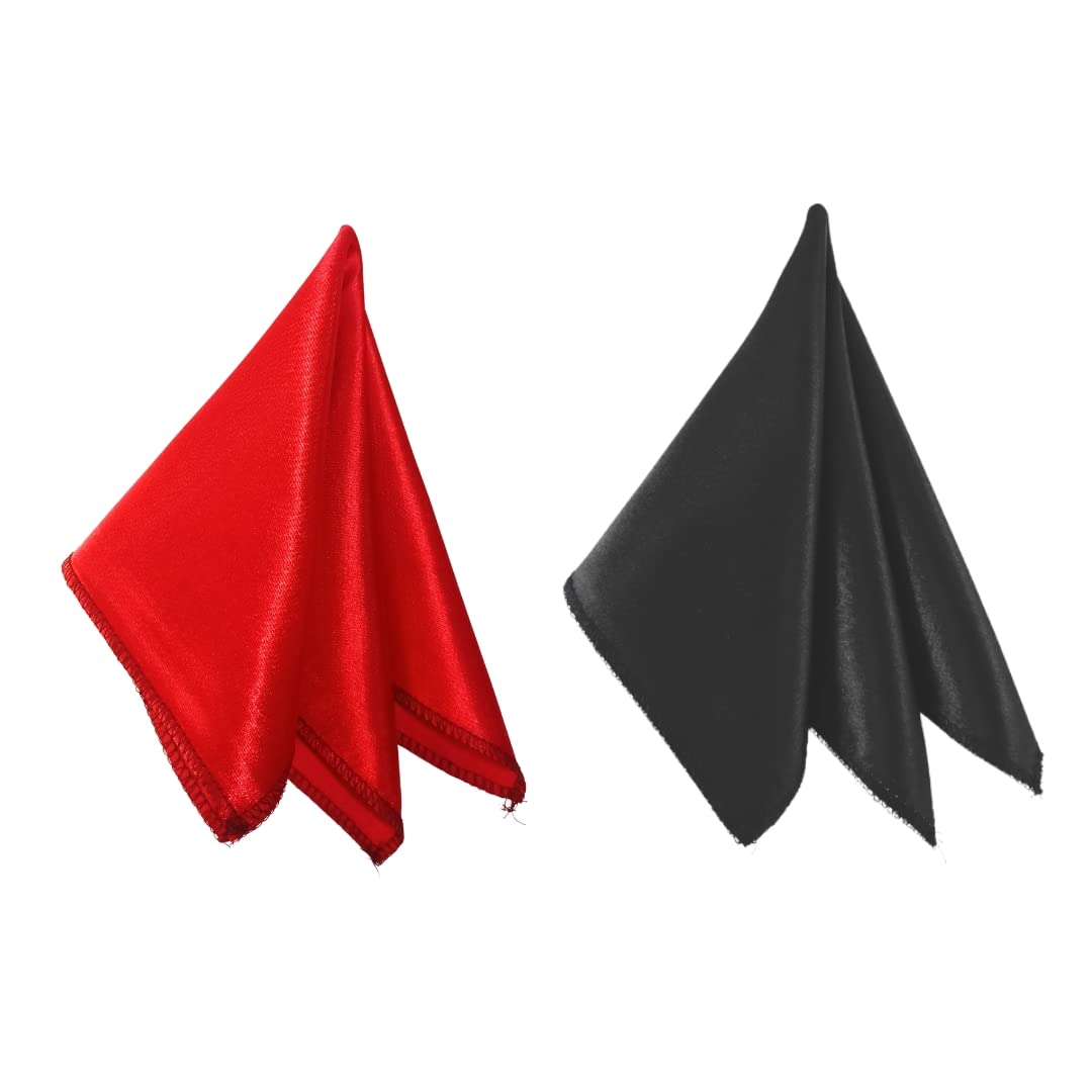 Satin Pocket Square for Men, Wedding Handkerchief for Suits, Blazers & Tuxedo, Men's Pocket Square Combo (Pack of 2) (Red & Black)-image-45