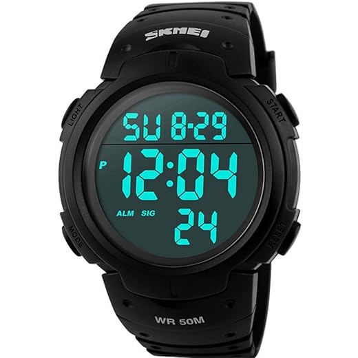Relógio Masculino Skmei 1068 Á Prova D'água 50m Digital Esporte Shock Militar Preto