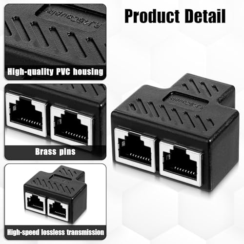 RJ45 Splitter LAN Splitter Ethernet 1 a 2 conectores pack 2 miniatura 3