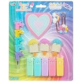 Tulip Sweet Life Stationary Kit, Fun Unicorn Stackable Crayons, Bear highlighters, Ice Cream Erasers, Heart Notepad, Rainbow Paper Clips, School Supplies