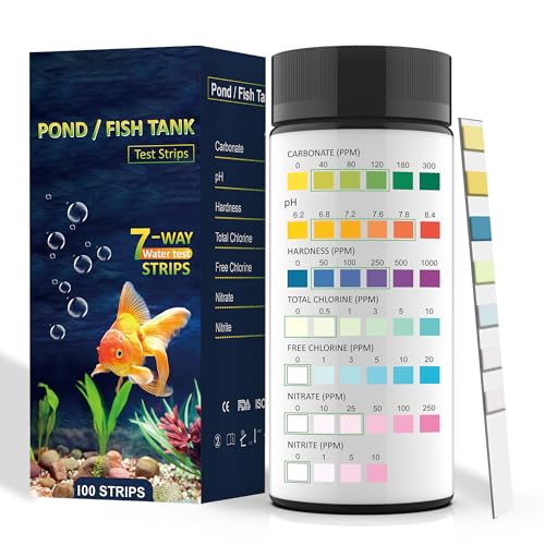 Yiffer Aquarium Test Kits(100 Strips)-7 in 1 Fish Tank Water Freshwater&Saltwater Quality Test with pH, Carbonate, Alkalinity, Hardness, Chlorine, Nitrite, Nitrate