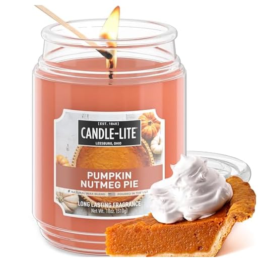 Candle-lite Halloween Scented Candles, Pumpkin Nutmeg Pie, 18 oz Jar, Proudly Poured in The USA, Aromatherapy Candle, Single-Wick with 110 Hours of Burn Time, Perfect for Creating an Inviting Ambiance