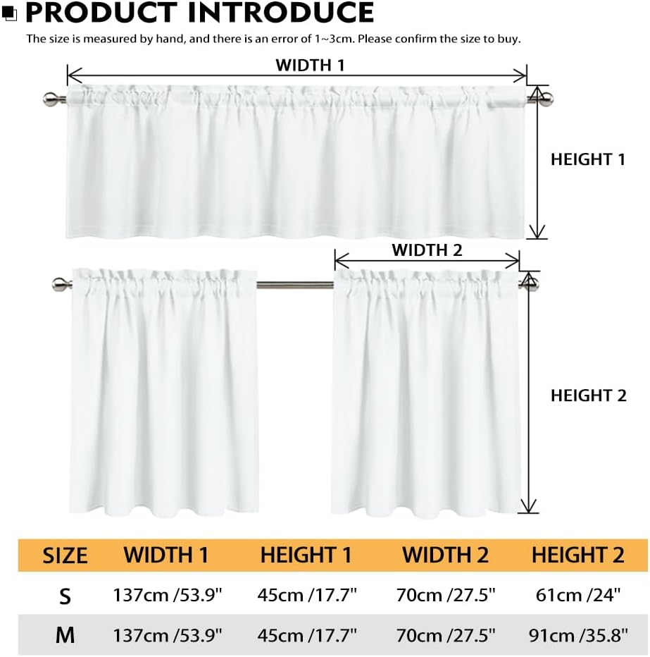 Jeiento Fall Kitchen Curtain and Valance Set Yellow Sunflower Christmas Cafe Bar Window Curtains Bright Floral Light Filtering 24" Length Tier and Valance for Farmhouse Country 3 Pcs Window Curtain