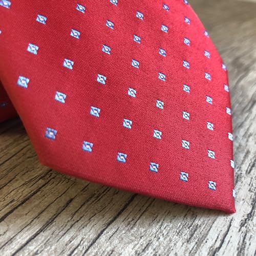 Gravata Vermelha Fatto A Mano Microseda Quadrados Azul