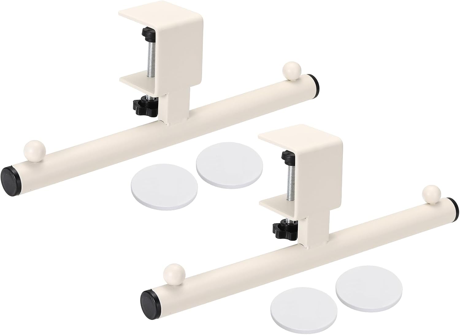 HARFINGTON 2pcs Heavy Duty Bag Hook 10.43" (26.5cm) Carbon Steel Desk Table Hanger Backpack Holder with Adjustable Clamp for Classroom Dorm Office Handbag Purse Organizer, White