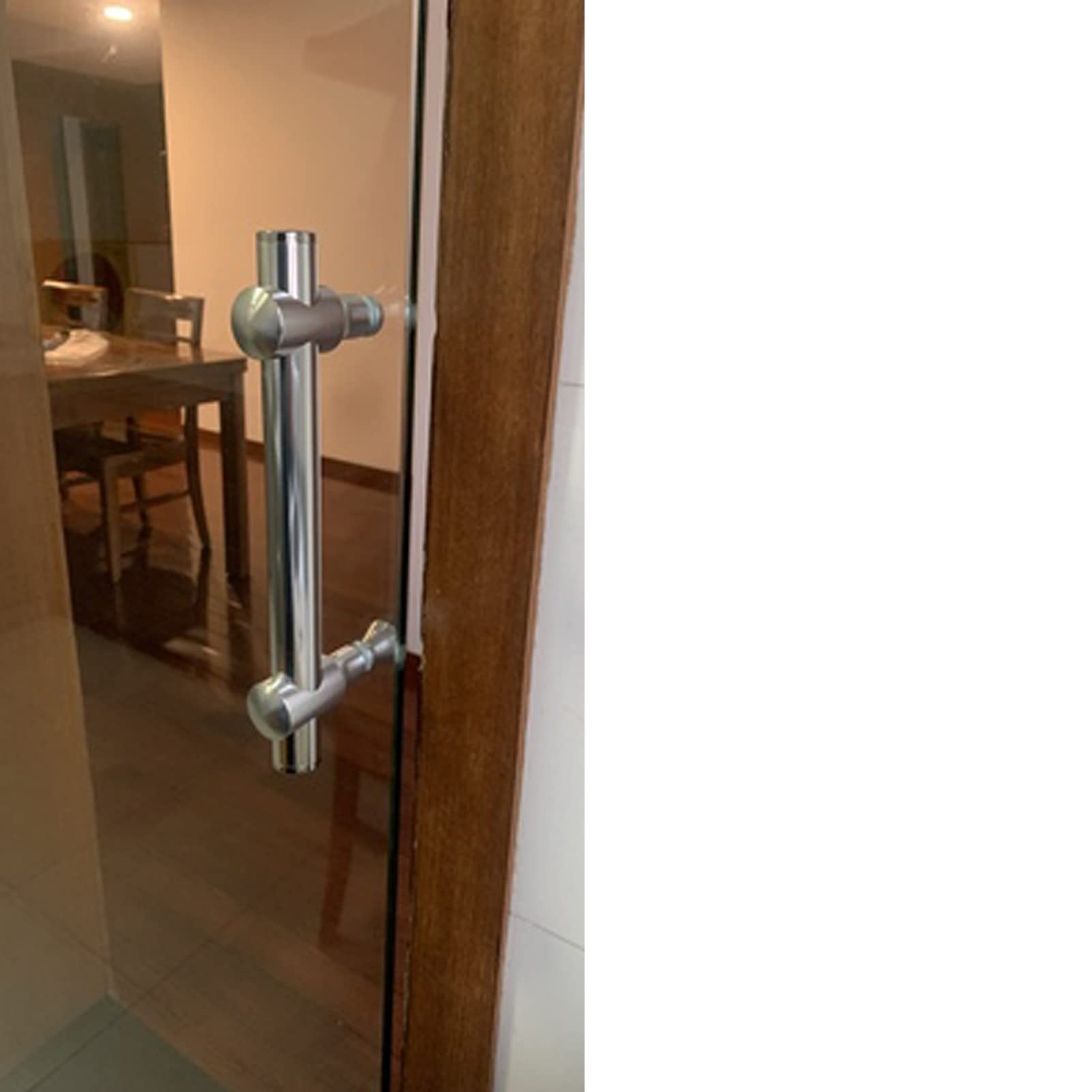 GYRAZXS Bathroom Door Handle for Glass Door,Polished Chrome Finish Push and Pull Glass Door Handle Hole Center Spacing Adjustable (Size : 145mm)