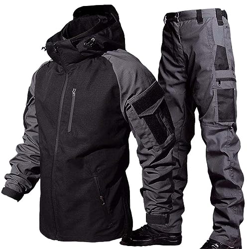 Ensemble à capuche et pantalon cargo pour homme style militaire de mi-saison - 2