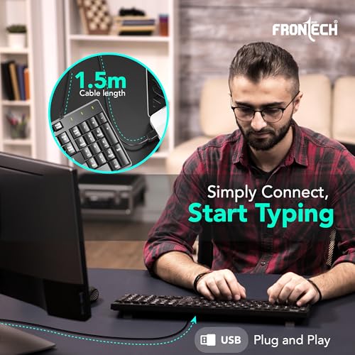 Image of FRONTECH PrecisionFlow USB Keyboard - Ergonomic Design & Silent Typing for Windows (FT-1671)