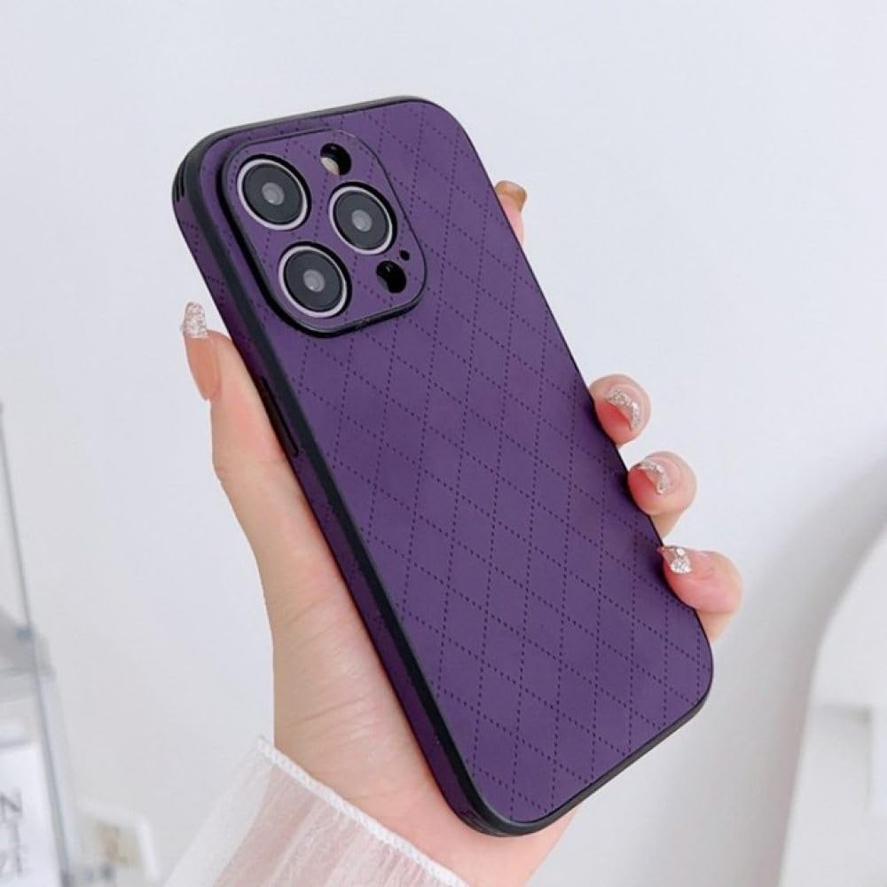 Coque de téléphone fashion losange pour iPhone 14 13 12 11 X XS Max XR protection violet foncé - 6