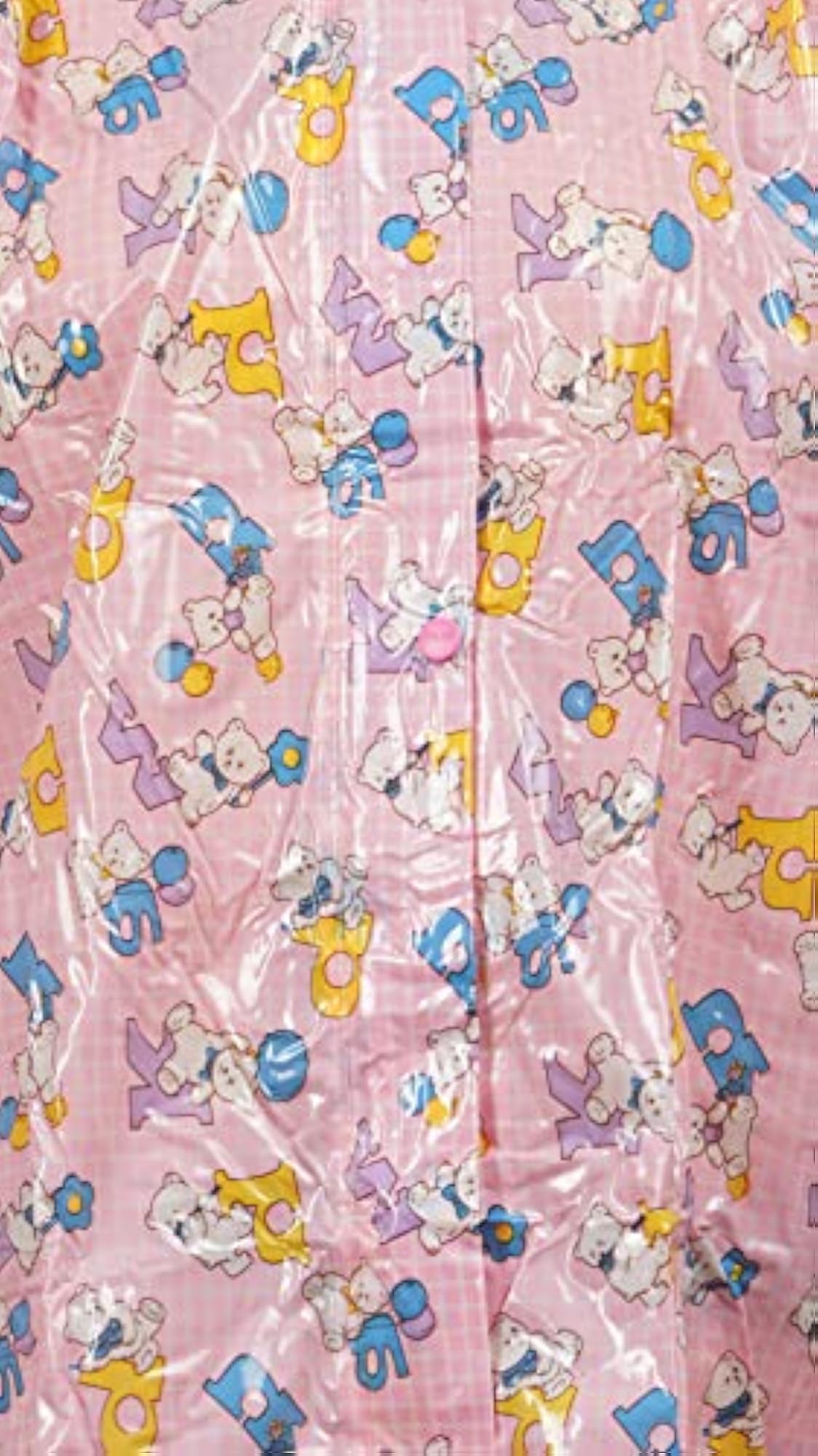Kids Cartoon Printed PVC Raincoat with School Bag, Pink