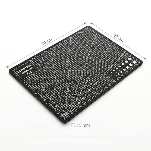 Image of Self Healing Cutting Mat Double Sided 5 Layer PVC Rotary Cutting Board for Sewing Quilting Fabric Leather Craft Scrapbooking DIY Art Hobby Projects (Black, A4)